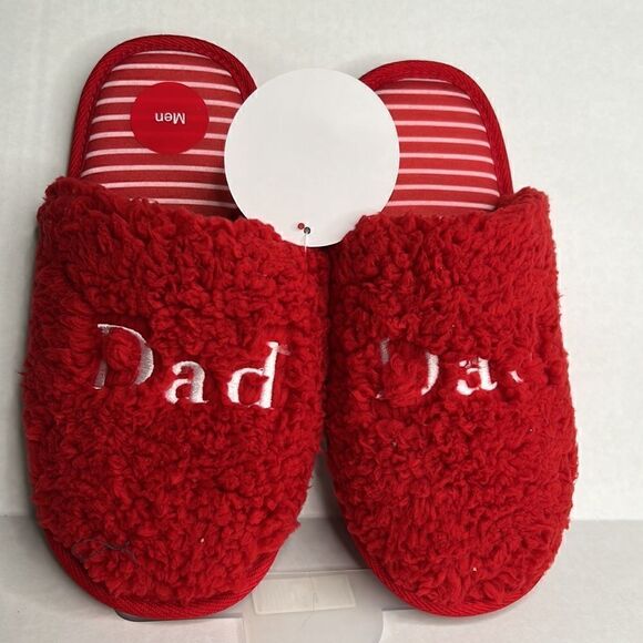 Family PJ’s Red fluffy Dad slippers size small (6-7). NWT - Picture 3 of 8